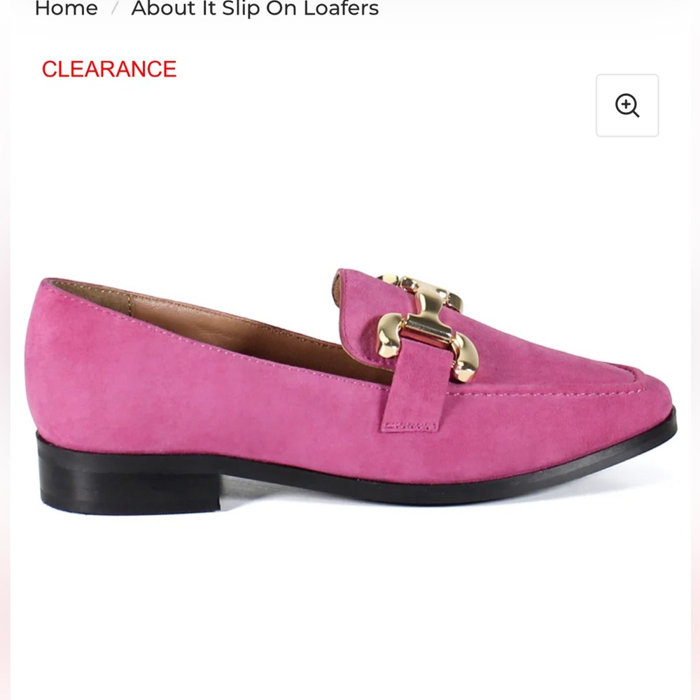 Women’s Pink Suede Slip-On Loafers with Gold Accent - Picture 2 of 13